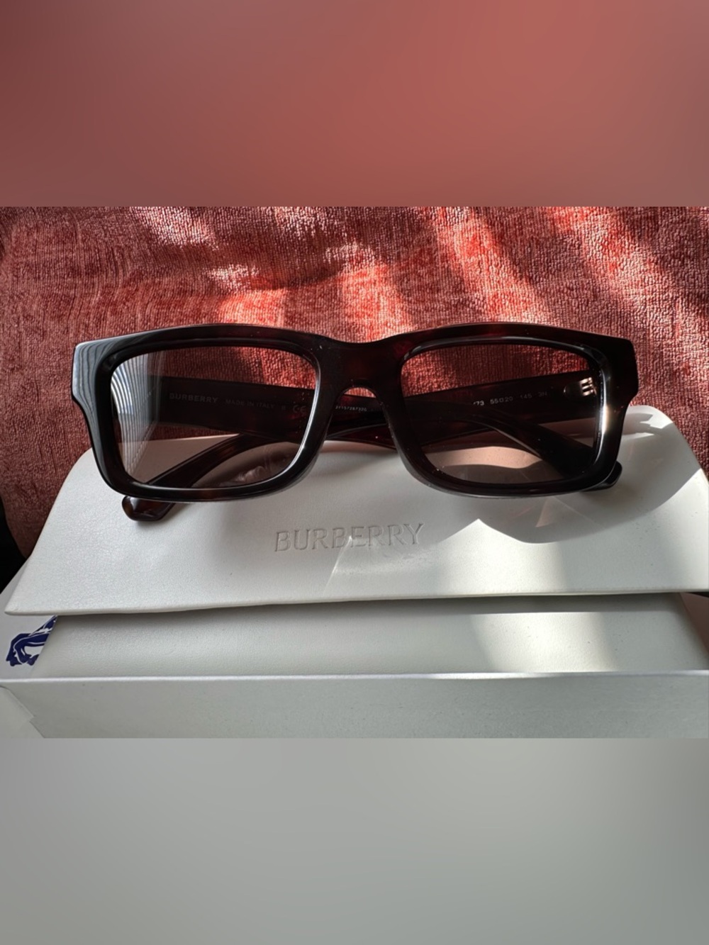 Authentic Burberry Dark Brown Rectangular Sunglasses
